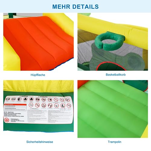 LuckyJump-Chateau-Gonflable-dexterieur-avec-Soufflerieavec-Piscine-Toboggan-Chateau-Gonflable-sur-Le-theme-de-la-foret-Peut-Accueillir-2-a-4-Enfants-366x360x191cm-0-0