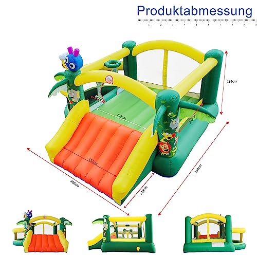 LuckyJump-Chateau-Gonflable-dexterieur-avec-Soufflerieavec-Piscine-Toboggan-Chateau-Gonflable-sur-Le-theme-de-la-foret-Peut-Accueillir-2-a-4-Enfants-366x360x191cm-0-1