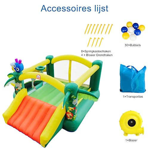 LuckyJump-Chateau-Gonflable-dexterieur-avec-Soufflerieavec-Piscine-Toboggan-Chateau-Gonflable-sur-Le-theme-de-la-foret-Peut-Accueillir-2-a-4-Enfants-366x360x191cm-0-2