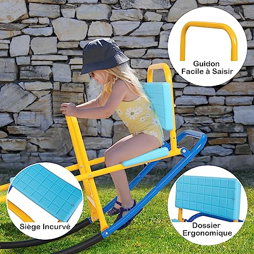 DREAMADE-Balancoire-a-Bascule-en-Metal-pour-Enfant-3-8-Ans-Bascule-avec-3-Siege-Trebuchet-avec-Poignees-Dossiers-pour-InterieurExterieur-Salon-et-Cours-0-2