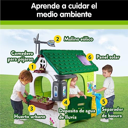 FEBER-Maison-Eco-House-Maison-de-Jardin-educative-avec-Jeux-ecologiques-avec-jardiniere-Urbaine-2-poubelles-Un-Moulin-pour-Les-garcons-et-Les-Filles-Amoureux-de-la-Nature-2-Ans-Celebre-0-2