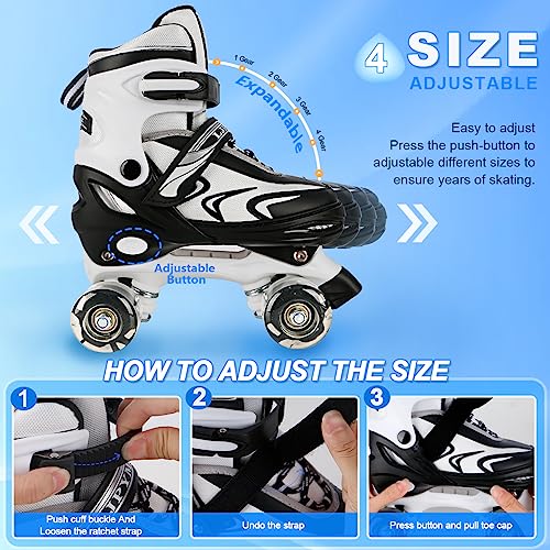 Patins-a-roulettes-Ajustables-pour-garcons-Filles-Enfants-debutants-4-Tailles-de-Patins-a-roulettes-pour-Les-Petits-ou-Grands-Enfants-avec-des-Roues-Lumineuses-0-0