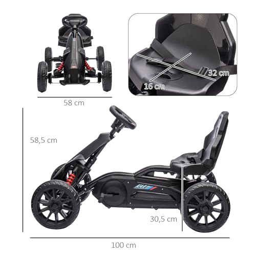 HOMCOM-Kart-a-pedales-pour-Enfants-go-Kart-pour-Enfant-avec-siege-Ajustable-4-Positions-Roues-en-EVA-Silencieux-100-x-58-x-585-cm-velo-et-vehicule-pour-Enfants-0-1