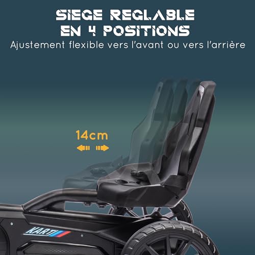 HOMCOM-Kart-a-pedales-pour-Enfants-go-Kart-pour-Enfant-avec-siege-Ajustable-4-Positions-Roues-en-EVA-Silencieux-100-x-58-x-585-cm-velo-et-vehicule-pour-Enfants-0-2