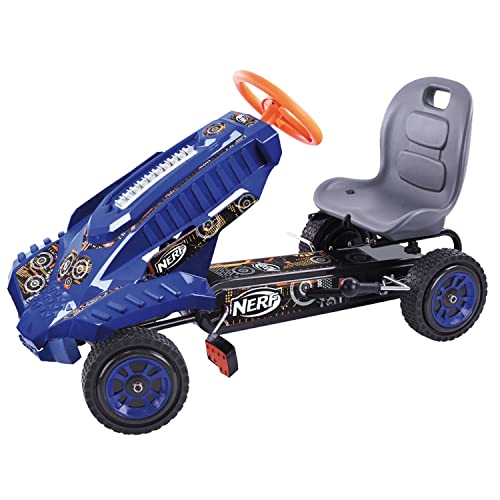Hauck-Kart-a-Pedales-NERF-Striker-pour-Enfant-4-8-ans-jusqua-50-kg-Siege-Reglable-Roues-avec-Profil-en-Caoutchouc-10-Pouces-Frein-a-Main-Consoles-pour-Flechette-et-Blaster-NERF-pas-inclus-0