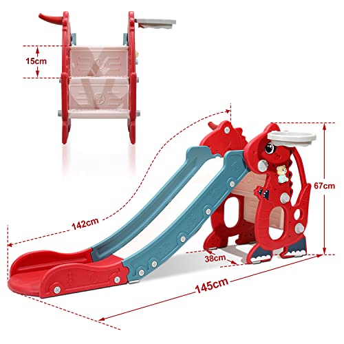 Joparri-Toboggan-Pliable-4-en-1-pour-Enfant-avec-Panier-de-Basket-Ball-pour-Enfants-de-1-a-3-Ans-pour-linterieur-et-lexterieur-jusqua-35-kg-145-x-38-x-67-cm-0-0