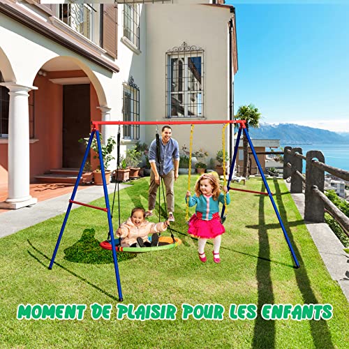 COSTWAY-Portique-de-Balancoire-en-Metal-260-x-182-x-182-cm-avec-2-Balancoires-reglables-2-Facons-de-Suspendre-pour-Interieur-et-Exterieur-0-1