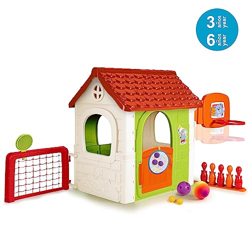 FEBER-6-en-1-Maison-dactivite-Maison-de-Jeux-pour-Enfant-Jeux-Inclus-Tennis-Football-Basket-Ball-Le-Bowling-et-Cible-a-Partir-de-3-Ans-0-0