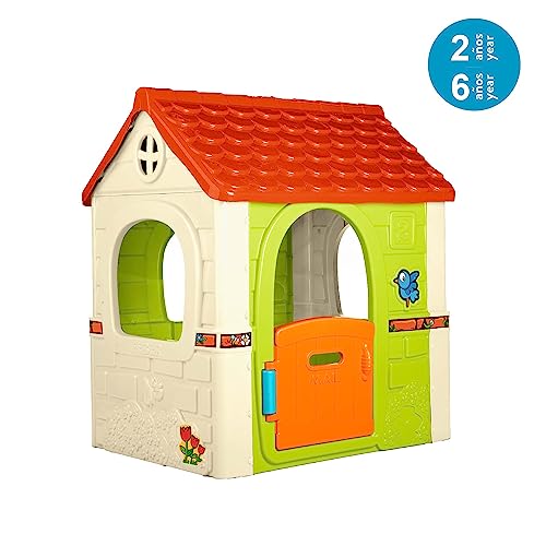 FEBER-Fantasy-House-Maison-de-Jeu-Exterieur-Maison-de-Jeu-avec-Porte-Pliante-pour-Jouer-a-lexterieur-ou-a-la-Maison-Multicolore-Robuste-et-Facile-a-Assembler-pour-Les-Enfants-de-2-a-6-Ans-0-0