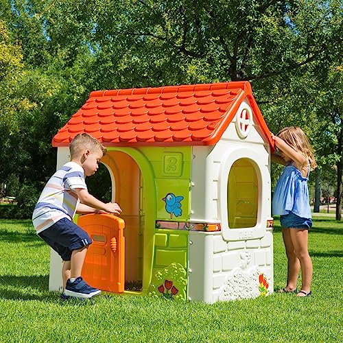 FEBER-Fantasy-House-Maison-de-Jeu-Exterieur-Maison-de-Jeu-avec-Porte-Pliante-pour-Jouer-a-lexterieur-ou-a-la-Maison-Multicolore-Robuste-et-Facile-a-Assembler-pour-Les-Enfants-de-2-a-6-Ans-0