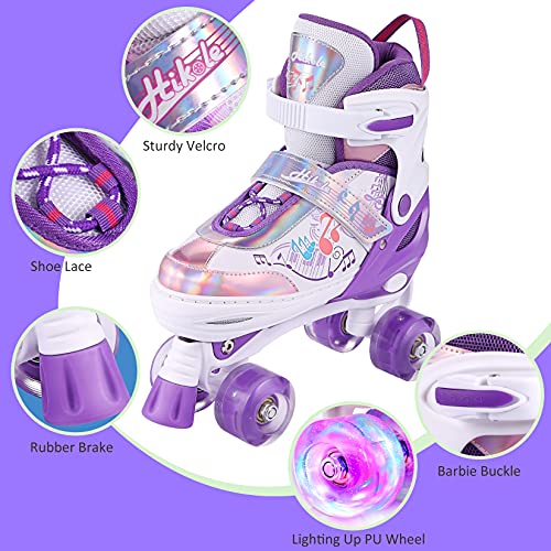 Hikole-Patin-a-Roulette-Enfant-Fille-Garcon-Patin-a-Roulette-Ajustable-Roller-4-Roues-avec-Lumineuses-Les-Patins-a-roulettes-pour-Debutants-Filles-Femmes-Enfants-Mauve-0-0