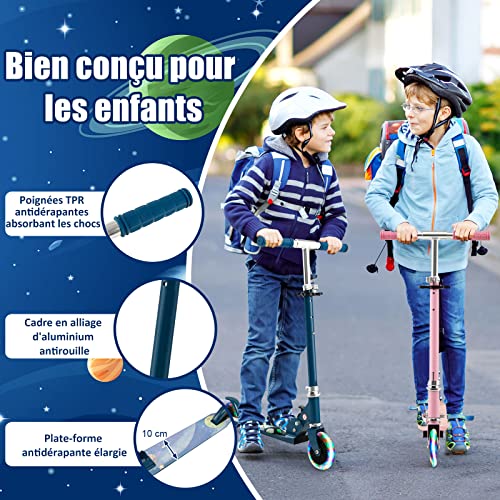 GOPLUS-Trottinette-pour-Enfants-Pliable-avec-2-Roues-Lumineuses-Guidon-Reglable-Alu-3-Hauteurs-Systeme-de-Freinage-Arriere-pour-Garcons-et-Filles-a-partir-de-3-Ans-Jusqua-50-kg-0-2