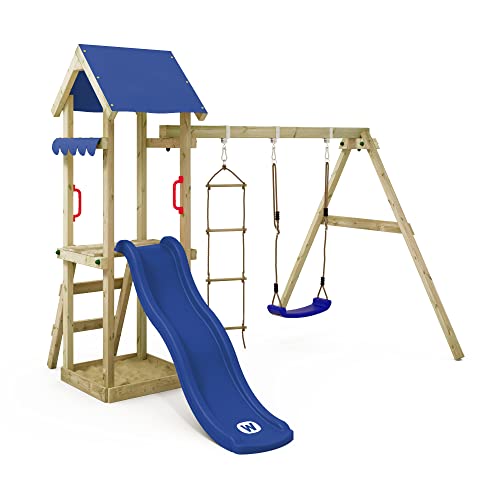 WICKEY-Aire-de-Jeux-TinyCabin-portique-en-Bois-avec-balancoire-et-Toboggan-Tour-descalade-pour-Enfants-avec-bac-a-Sable-echelle-et-Accessoires-de-Jeu-pour-Le-Jardin-0