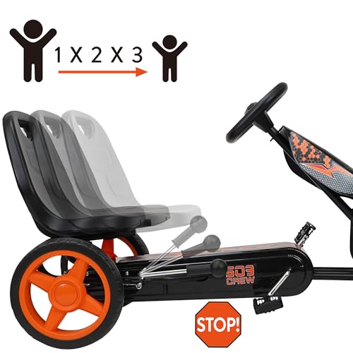 509-Crew-XSpeed-Pedale-Go-Kart--Voiture-a-pedale-motif-sportif-sur-le-carenage-avant-siege-reglable-jantes-a-4-rayons-avec-roues-en-EVA-de-25-cm-de-diametre-volant-de-sport-avec-frein-a-main-a-0-1