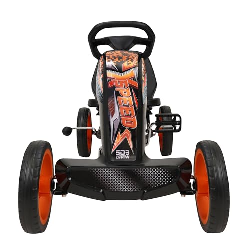 509-Crew-XSpeed-Pedale-Go-Kart--Voiture-a-pedale-motif-sportif-sur-le-carenage-avant-siege-reglable-jantes-a-4-rayons-avec-roues-en-EVA-de-25-cm-de-diametre-volant-de-sport-avec-frein-a-main-a-0-2