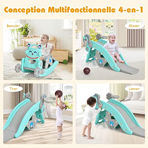 GOPLUS-4-en-1-Toboggan-et-Cheval-a-Bascule-Multifonctionel-avec-Panier-de-Basket-Jeu-de-Lancer-dAnneaux-pour-Enfants-avec-Siege-Amovible-Convient-a-Maternelle-Chambre-dEnfant-0-1
