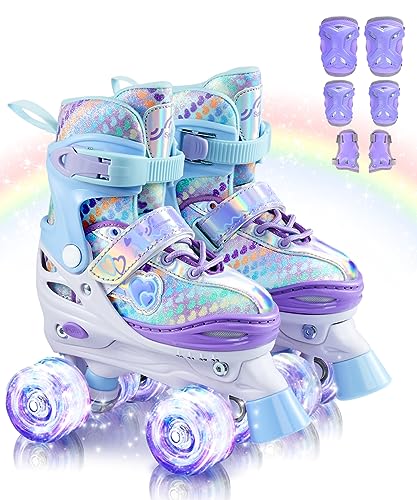Patin-a-Roulette-Sportneer-Respirant-et-Confortable-Patin-a-Roulette-Fille-avec-Roues-Allumees-et-equipement-de-Protection-pour-Debutants-Enfants-0