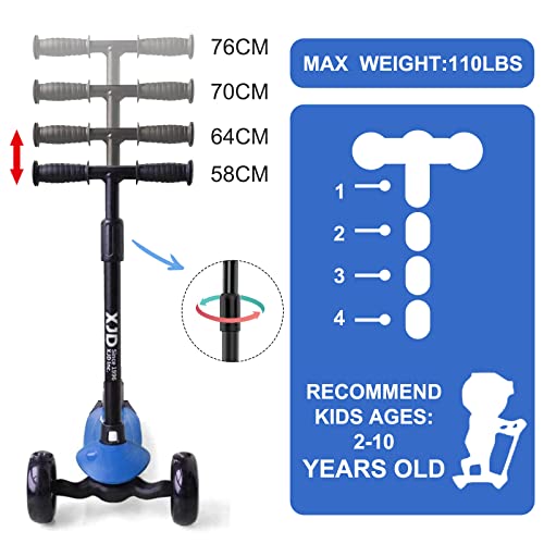XJD-Trottinette-Enfant-3-Roues-a-partir-de-2-a-8-Ans-Patinette-Debutante-Cadeau-T-Bar-Ajustable-pour-Garcons-et-Filles-Charge-Jusqua-50-kg-avec-Roues-Lumineuses-Poignees-Ajustable-0-0