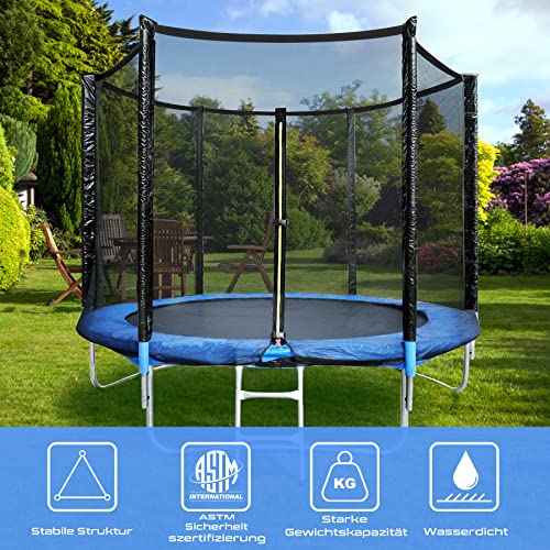 HomeMiYN-Trampoline-dexterieur-pour-Enfants-Trampolines-de-Jardin-avec-Filet-de-Protection-pour-echelle-de-securite-183-244-305-366-cm-Trampoline-dinterieur-Combo-Bounce-pour-Enfants-Famille-0-0