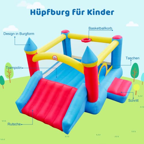 LuckyJump-Chateau-Gonflable-dexterieur-avec-Soufflerie-avec-Toboggan-peut-Accueillir-3-a-5-Enfants-360x280x197cm-Chateau-Gonflable-0-0