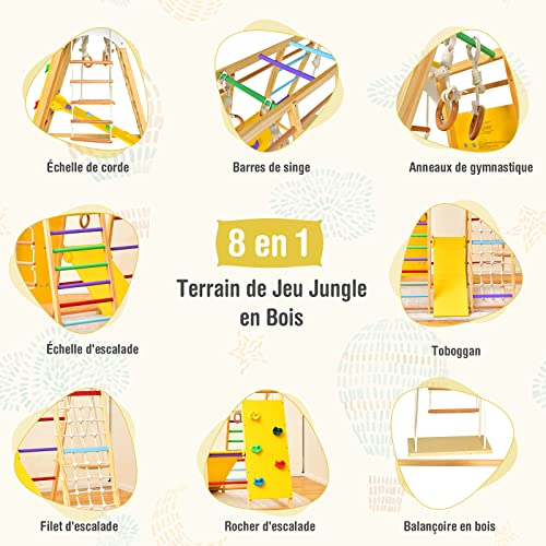 COSTWAY-6-en-1-Triangle-descalade-en-Bois-Enfants-avec-Toboggan-Zone-Tampon-Aire-de-Jeu-dEscalade-Interieur-avec-Filet-Echelle-pour-Grimper-Charge-60kg-pour-Tout-Petits-de-1-an-0-0