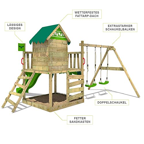 FATMOOSE-Aire-de-Jeux-JazzyJungle-Jam-XXL-portique-en-Bois-avec-balancoire-et-Toboggan-Tour-descalade-pour-Enfants-avec-bac-a-Sable-echelle-et-Accessoires-de-Jeu-pour-Le-Jardin-0-0