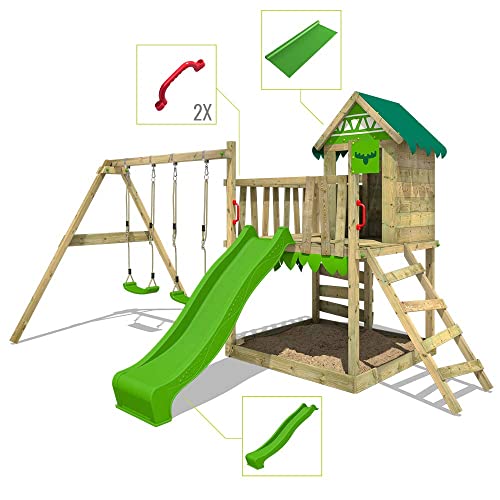 FATMOOSE-Aire-de-Jeux-JazzyJungle-Jam-XXL-portique-en-Bois-avec-balancoire-et-Toboggan-Tour-descalade-pour-Enfants-avec-bac-a-Sable-echelle-et-Accessoires-de-Jeu-pour-Le-Jardin-0-1