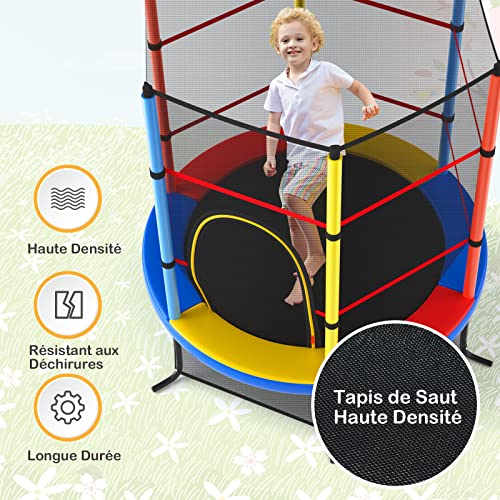 GOPLUS-Trampoline-Enfant-O165cm-Cadre-en-Acier-Trampoline-Exterieur-et-Interieur-avec-Filet-de-Securite-Charge-Maximum-136-KG-0-2