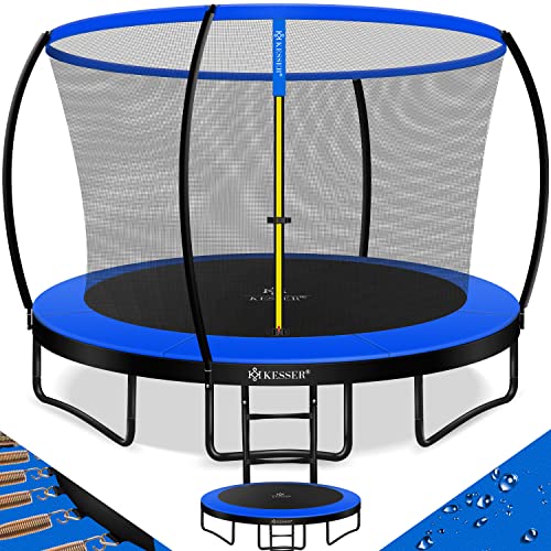 KESSER-Trampoline-Certifie-TUV-Rheinland-GS-Trampoline-de-Jardin-pour-Enfants-jusqua-150-kg-Kit-Complet-avec-Filet-de-securite-echelle-Couvercle-de-Bord-et-Accessoires-0