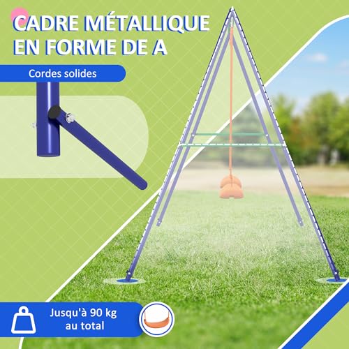 Outsunny-Balancoire-portique-balancoire-pour-Enfants-avec-2-siege-de-balancoire-Structure-en-metal-Charge-Max-90-kg-pour-Jardin-Parc-pour-garcon-Fille-de-3-a-8-Ans-Multicolore-0-2