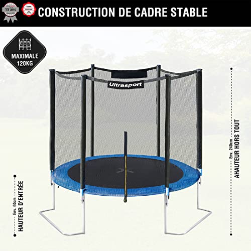 Ultrasport-Jardin-Trampoline-Trampoline-exterieur-Trampoline-pour-Enfants-o180-430-cm-Ressort-Jumper-et-Wave-Filet-de-securite-resistant-aux-intemperies-Trampoline-Capacite-Charge-100-160-kg-0-1