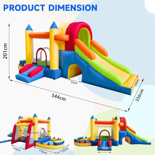 Ballsea-Chateau-Gonflable-avec-souffleur-pour-Enfants-securise-ludique-XXL-interieur-exterieur-avec-Toboggan-0-0