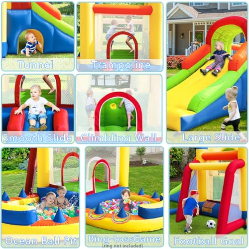 Ballsea-Chateau-Gonflable-avec-souffleur-pour-Enfants-securise-ludique-XXL-interieur-exterieur-avec-Toboggan-0-1