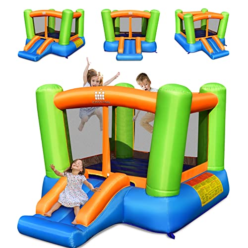 COSTWAY-2-en-1-Chateau-Gonflable-en-Forme-de-Colonne-avec-Toboggan-Large-Parc-Gonflable-Enfants-avec-Zone-de-Saut-Trampoline-Interieur-Exterieur-de-3-10-Ans-250-x-197-x-143-cm-sans-Gonfleur-0
