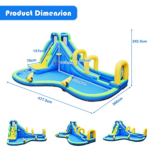 GOPLUS-7-en-1-Chateau-GonflableAire-de-Jeux-Gonflable-avec-Zone-de-SautEscaladePiscineToboggan-Pistolet-a-Eaupour-Fete-de-leau-dEte-des-Enfants-de-3-10-Ans470X370X190CM-0-0