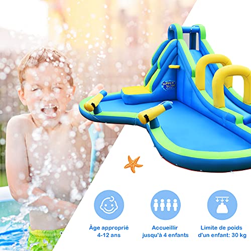 GOPLUS-7-en-1-Chateau-GonflableAire-de-Jeux-Gonflable-avec-Zone-de-SautEscaladePiscineToboggan-Pistolet-a-Eaupour-Fete-de-leau-dEte-des-Enfants-de-3-10-Ans470X370X190CM-0-1