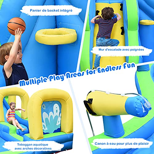 GOPLUS-7-en-1-Chateau-GonflableAire-de-Jeux-Gonflable-avec-Zone-de-SautEscaladePiscineToboggan-Pistolet-a-Eaupour-Fete-de-leau-dEte-des-Enfants-de-3-10-Ans470X370X190CM-0-2