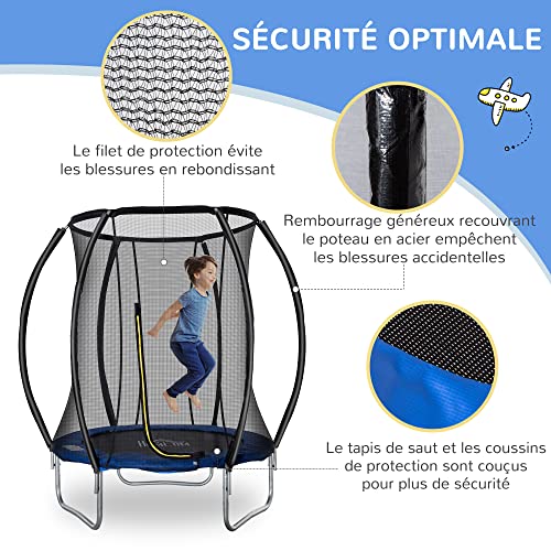 HOMCOM-Trampoline-pour-Enfants-O-183-cm-avec-Filet-de-securite-et-revetement-antirouille-galvanise-Usage-exterieur-Bleu-et-Noir-0-1