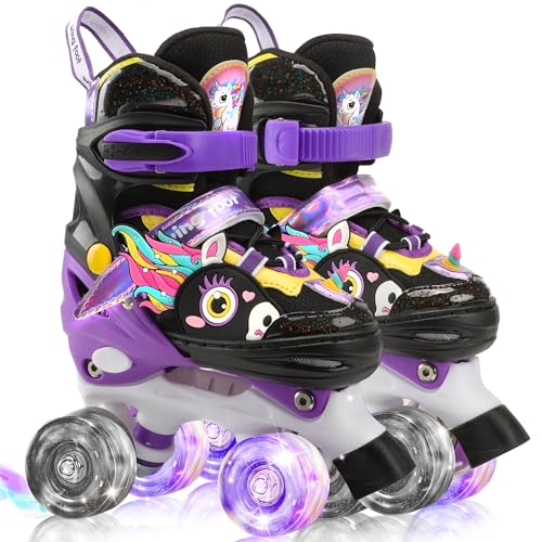 Licorne-Roller-Enfant-Fille-Patins-a-roulettes-Ajustable-avec-Roues-Allumees-4-Taille-Reglable-pour-Filles-Garcons-Debutants-Cadeau-Noel-danniversaire-0