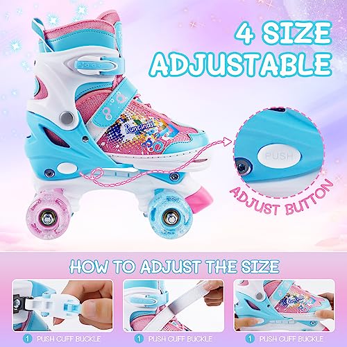 Runcinds-Patins-a-roulettes-reglables-pour-Tout-Petits-de-4-Tailles-pour-Filles-et-Femmes-avec-Roues-Lumineuses-Patins-a-roulettes-pour-Enfants-pour-debutants-en-Plein-air-interieur-0-0