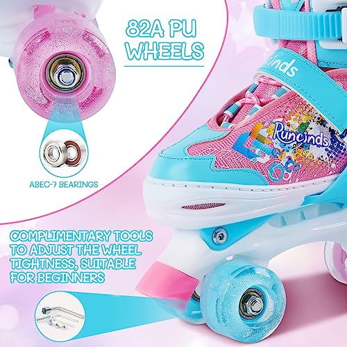Runcinds-Patins-a-roulettes-reglables-pour-Tout-Petits-de-4-Tailles-pour-Filles-et-Femmes-avec-Roues-Lumineuses-Patins-a-roulettes-pour-Enfants-pour-debutants-en-Plein-air-interieur-0-2