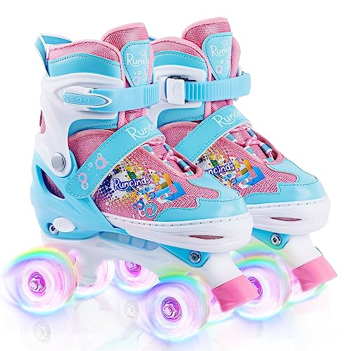 Runcinds-Patins-a-roulettes-reglables-pour-Tout-Petits-de-4-Tailles-pour-Filles-et-Femmes-avec-Roues-Lumineuses-Patins-a-roulettes-pour-Enfants-pour-debutants-en-Plein-air-interieur-0