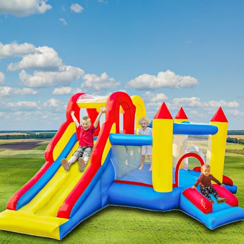 Ballsea-Chateau-Gonflable-avec-souffleur--Aire-de-Jeux-interieureexterieure-certifie-de-securite-Plusieurs-Aires-de-Jeux-Cadeaux-de-Vacances-pour-Les-Enfants-0
