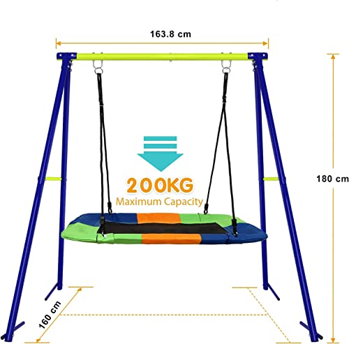 Dripex-Portique-de-Balancoire-en-Metal-Portique-Balancoire-Exterieur-Robuste-en-Forme-de-A-Support-de-Balancoire-avec-4-Chevilles-au-Sol-Charge-Max-200KG-0-2