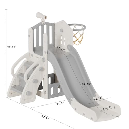 KORIMEFA-Toboggan-pour-Enfants-5-en-1-Toboggan-Amusant-avec-Panier-de-Basket-Echelle-descalade-Aire-de-Jeux-dExterieur-et-lInterieur-pour-bebe-0-1