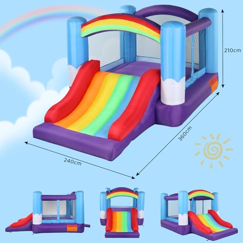 LEADZM-Chateau-Gonflable-avec-Toboggan-et-Souffleur-pour-Enfants-de-3-a-10-Ans-Aire-de-Jeux-Gonflable-InterieureExterieure-360x240x210cm-0-0