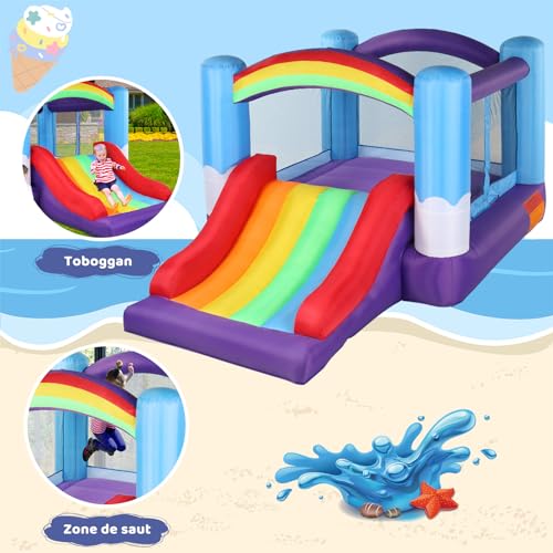 LEADZM-Chateau-Gonflable-avec-Toboggan-et-Souffleur-pour-Enfants-de-3-a-10-Ans-Aire-de-Jeux-Gonflable-InterieureExterieure-360x240x210cm-0-1