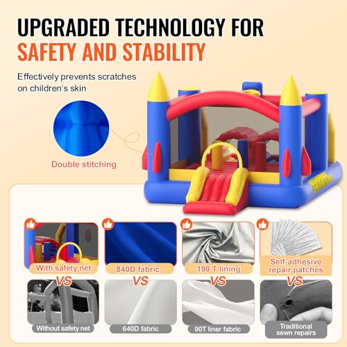 VEVOR-Chateau-Gonflable-Structure-Gonflable-avec-Souffleur-Toboggan-et-Sac-de-Rangement-Trampoline-Exterieur-Aire-de-Jeu-Gonflable-dArriere-Cour-pour-Enfants-Ages-de-3-a-8-Ans-408x240x245-cm-0-1