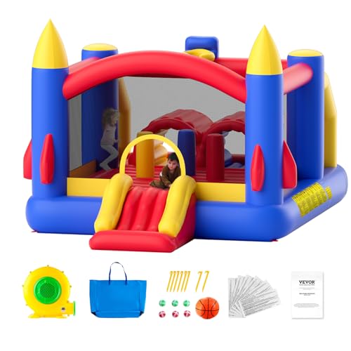 VEVOR-Chateau-Gonflable-Structure-Gonflable-avec-Souffleur-Toboggan-et-Sac-de-Rangement-Trampoline-Exterieur-Aire-de-Jeu-Gonflable-dArriere-Cour-pour-Enfants-Ages-de-3-a-8-Ans-408x240x245-cm-0