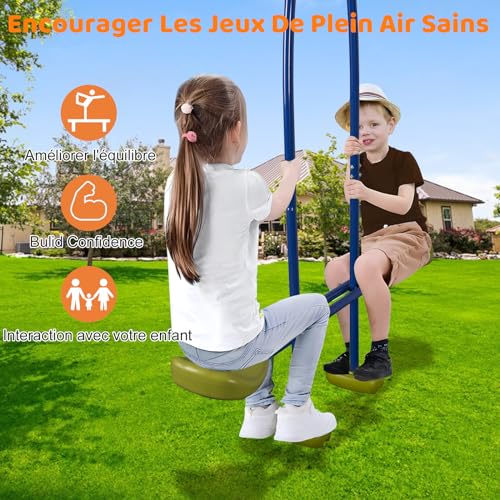 HLC-Portique-Balancoire-Exterieur-3-en-1-avec-1-Balancoire-Face-a-Face-et-2-Sieges-de-Balancoire-Balancoire-de-Jardin-Cadre-en-Metal-0-1